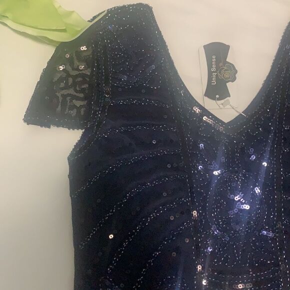 💥nwt Uniq Sense Sequin Art Deco Flapper Dress💥 - Picture 4 of 9